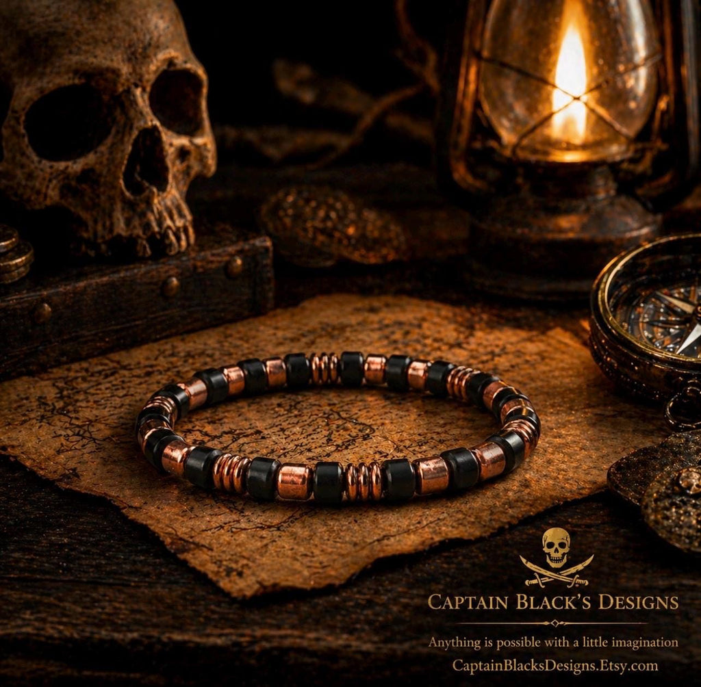 Copper Pulse Bracelet – Men's Black Copper Minimalist Beaded Jewelry | Captain Black's