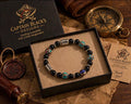 Merchant’s Compass Bracelet – Black Beaded Travel Jewelry – Artisan Inlay Accents