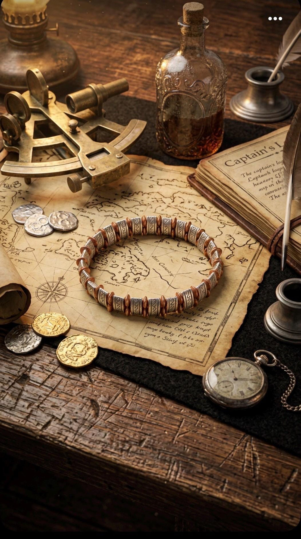 Aztec Ember Bronze & Shadow Beaded Bracelet – Tribal Statement Jewelry