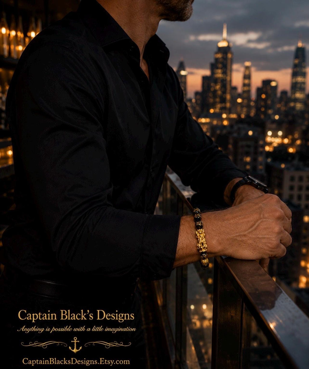 Black Gold Dragon Bracelet – Luxury Pirate Jewelry for Men