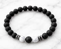Black beads with White  and silver accents