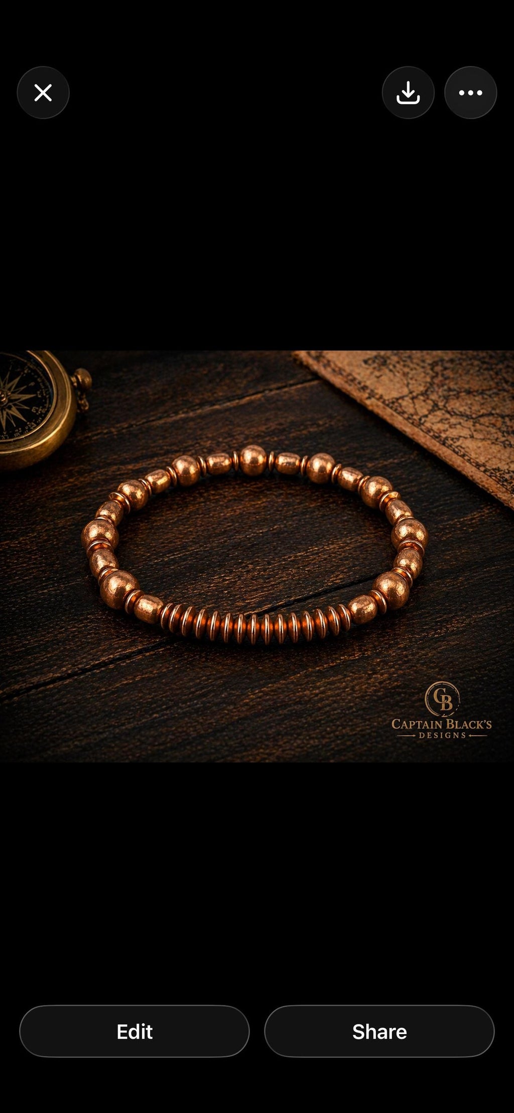 Copper Meridian Beaded Bracelet – Textured Solid Copper Jewelry – Masculine Design