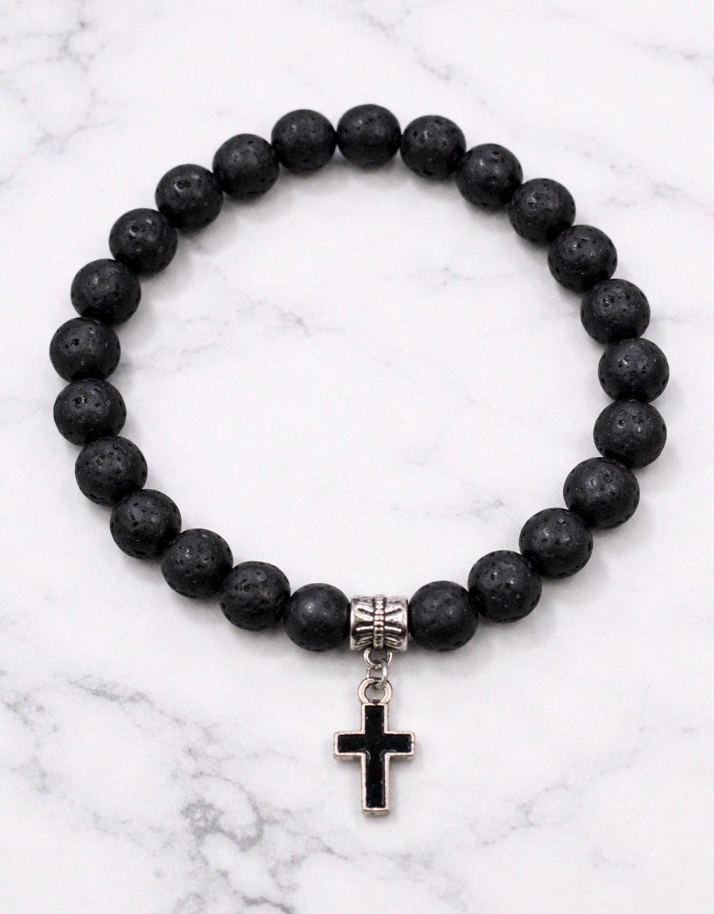 BEACH BLISS - Black Lava Beads with Black Cross