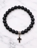 BEACH BLISS - Black Lava Beads with Black Cross