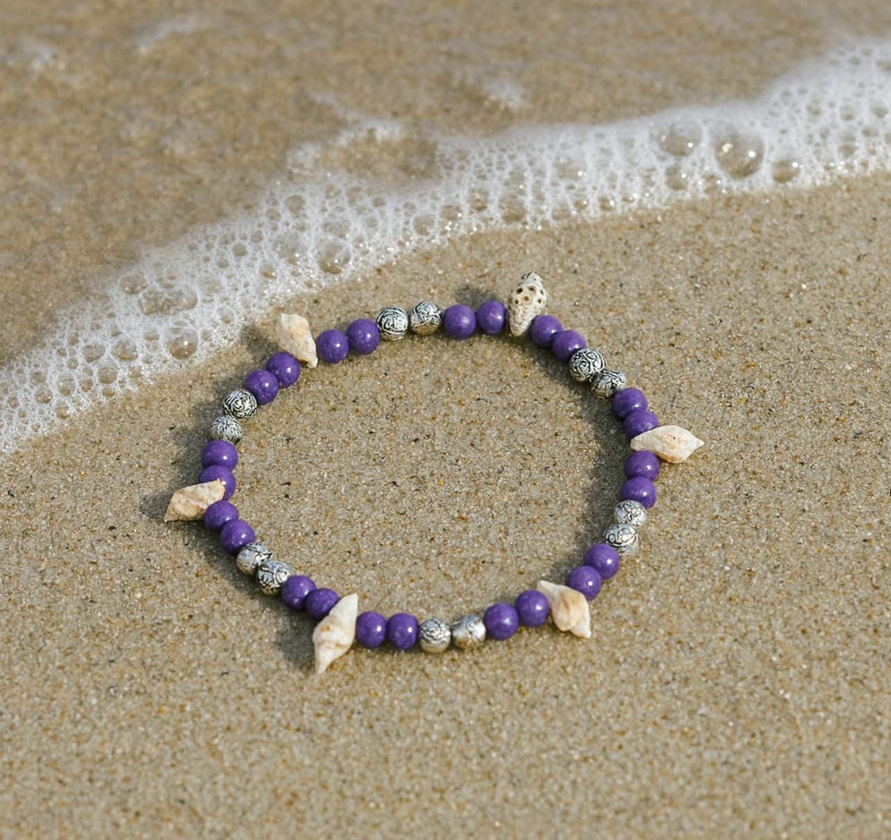 Purple Shell Bracelet: Beach Jewelry