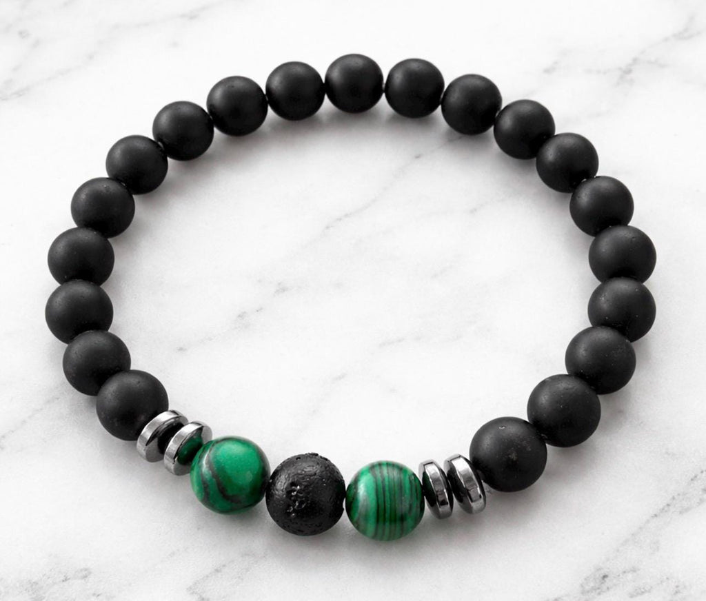 Black Beads with green accents