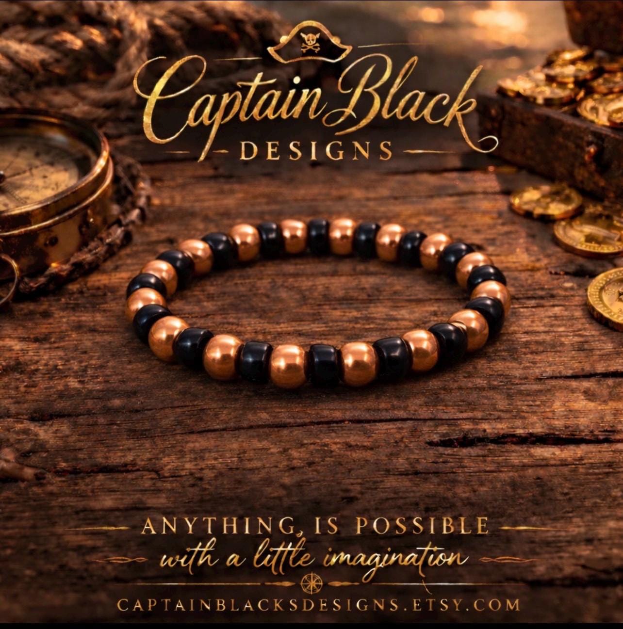 Eclipse Copper Bracelet – 8mm Men's Minimalist Beaded Jewelry