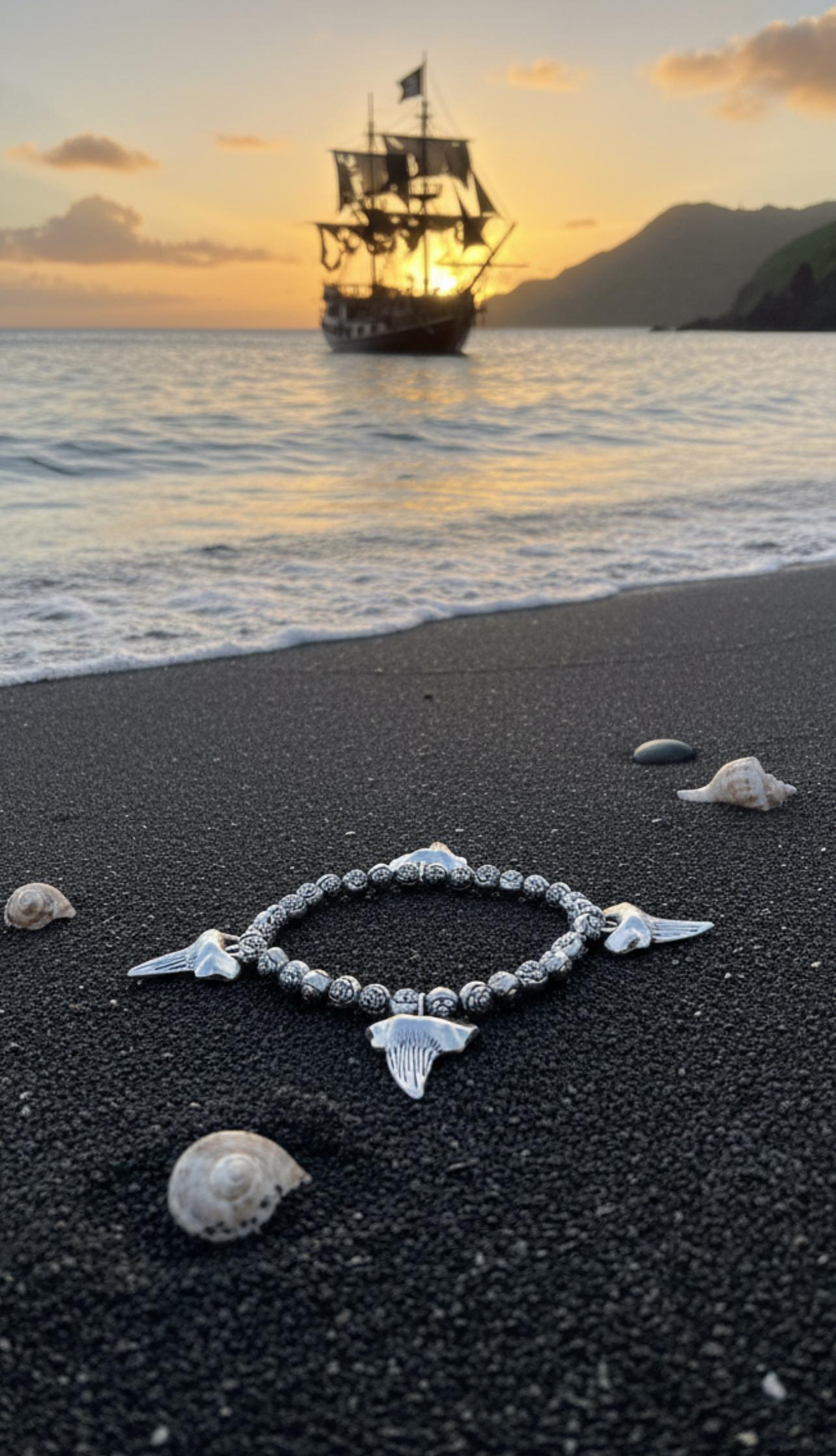 Anklet - Four Sliver Shark Teeth