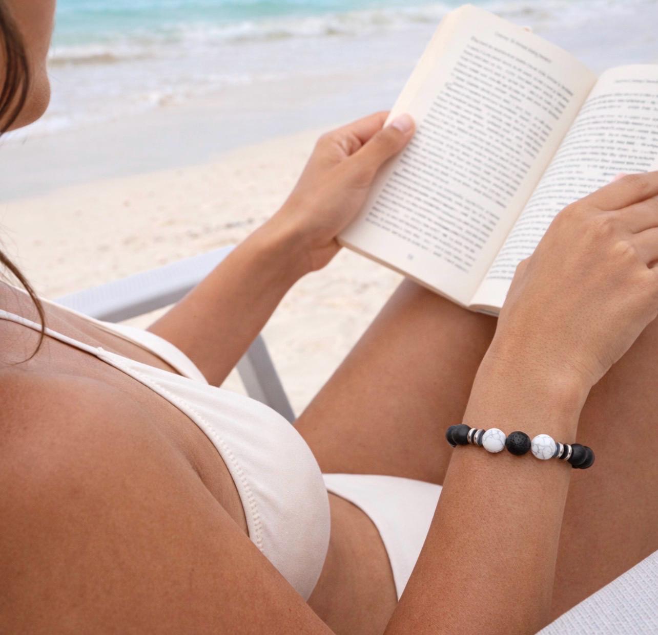 Black beads with White  and silver accents