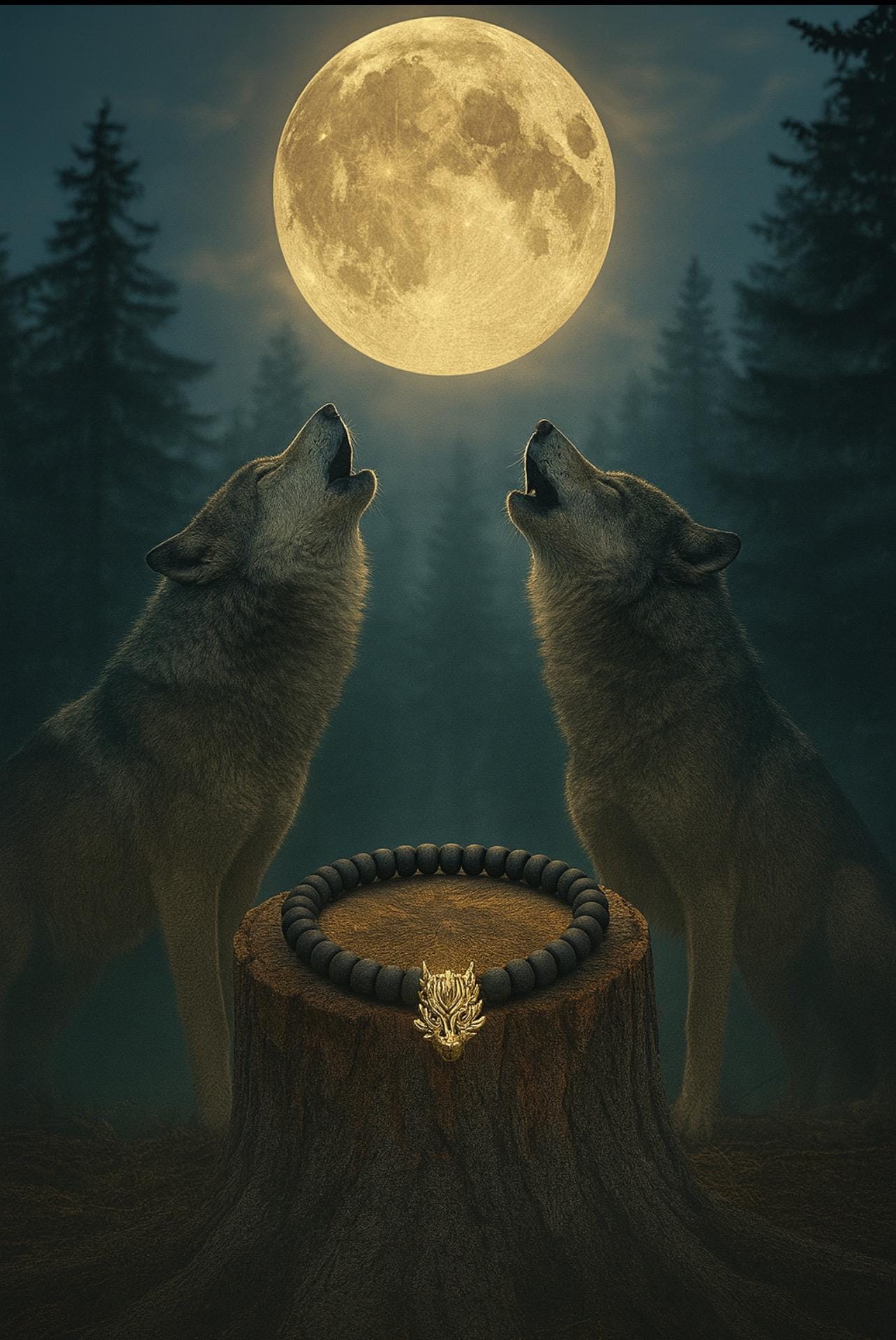 Golden Wolf Head Bracelet