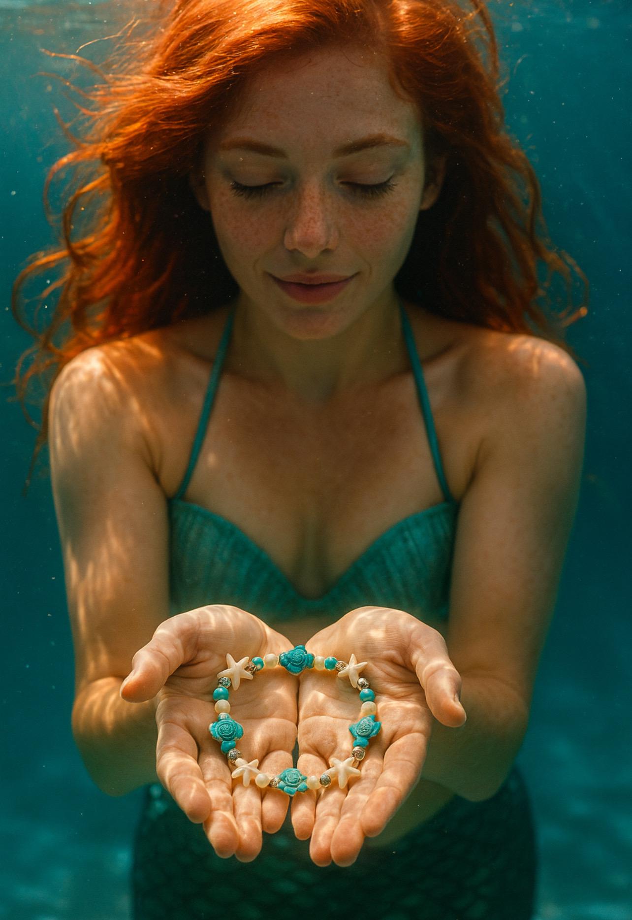 Sea Turtle Starfish Beaded Bracelet: Beach Bliss