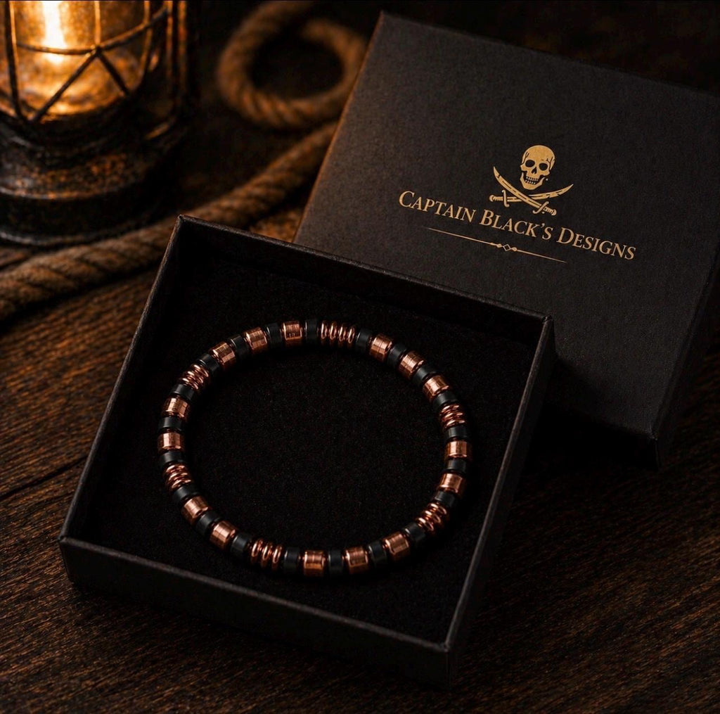 Copper Pulse Bracelet – Men's Black Copper Minimalist Beaded Jewelry | Captain Black's