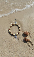 Bamboo Bead Anklet with Sliver Shark Teeth