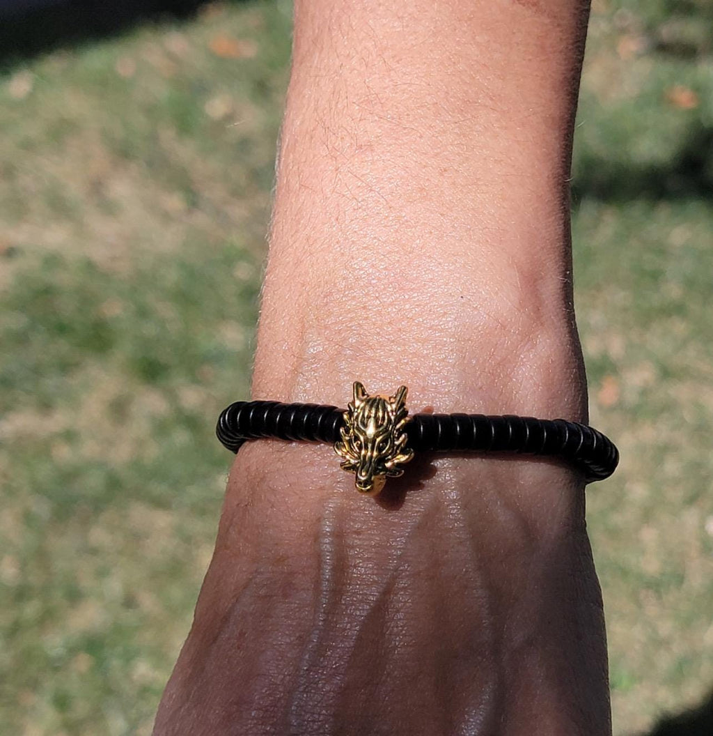 Golden Wolf Head Bracelet