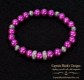 Purple Magenta Beaded Bracelet – Silver Accents Handmade Jewelry