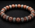 Copper Lava Greek Key Bracelet, Tribal Beaded Stretch Jewelry, Captain Black's Designs
