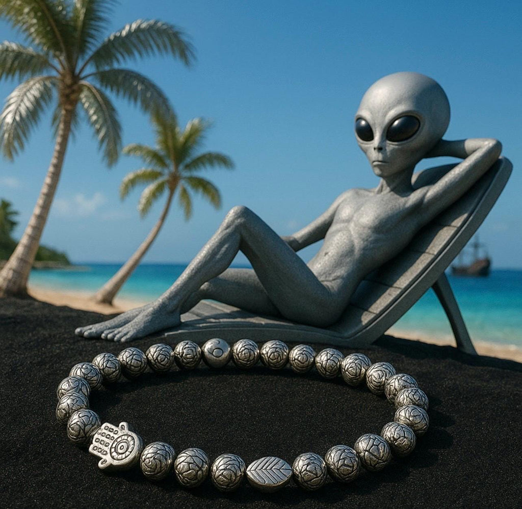 Silver Beaded Charm Bracelet: Pirate Treasure Style