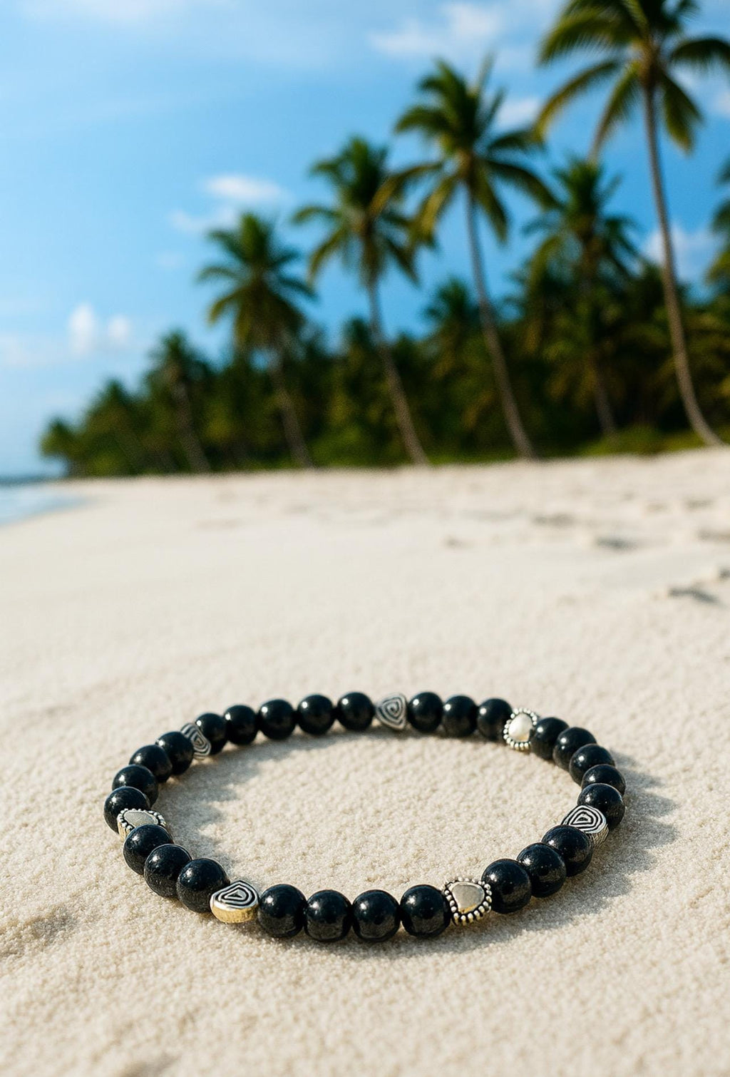 Hearts on the beach.  Summertime beach bracelet.