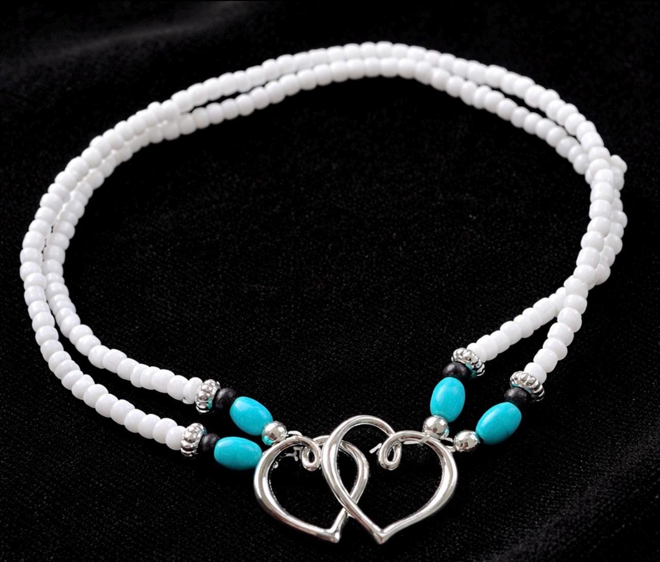 BEACH BLISS - White Shared Heart Anklet