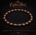 Copper Black Beaded Bracelet | Oval Copper, Faceted Glass, Minimalist Stackable Jewelry