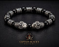Men's Skull Bracelet – Black Beaded Gothic Jewelry – Captain Black's Designs