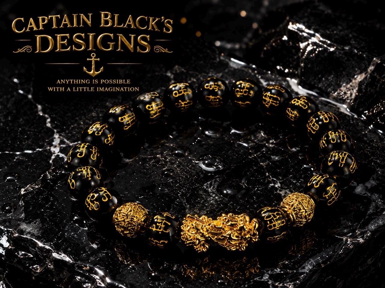 Black Gold Dragon Bracelet – Luxury Pirate Jewelry for Men