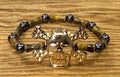 Gold Skull & Bamboo Beaded Pirate Bracelet