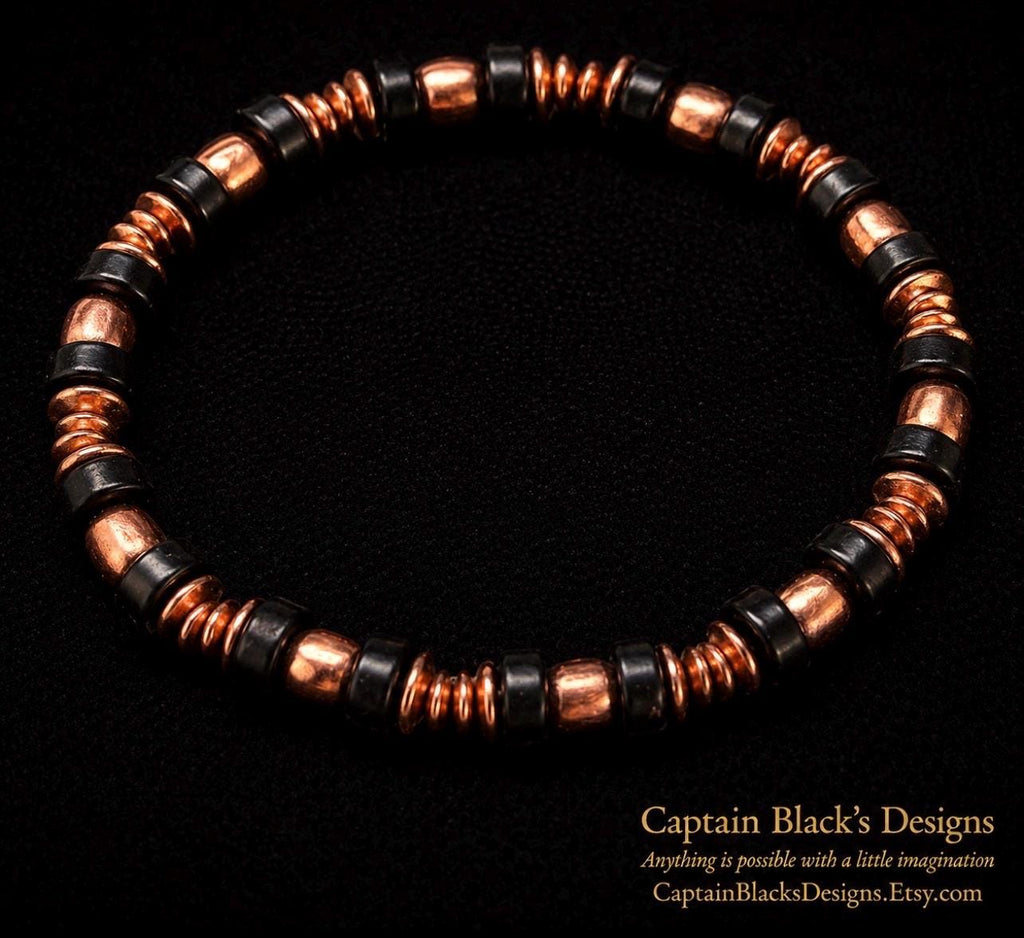 Copper Pulse Bracelet – Men's Black Copper Minimalist Beaded Jewelry | Captain Black's