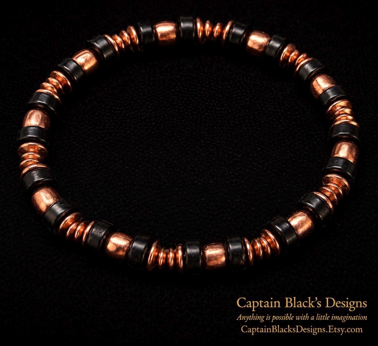 Copper Pulse Bracelet – Men's Black Copper Minimalist Beaded Jewelry | Captain Black's