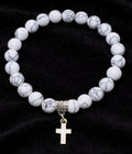 BEACH BLISS - White Marble Beads with Cross
