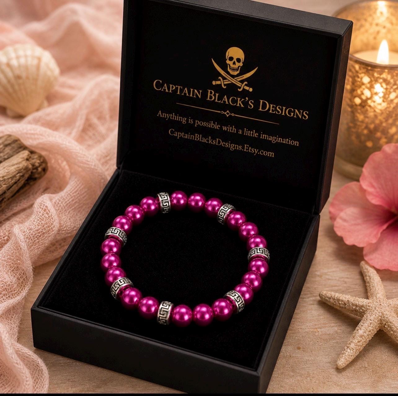 Velvet Tide Magenta Bracelet – Elegant Handmade Stretch Jewelry