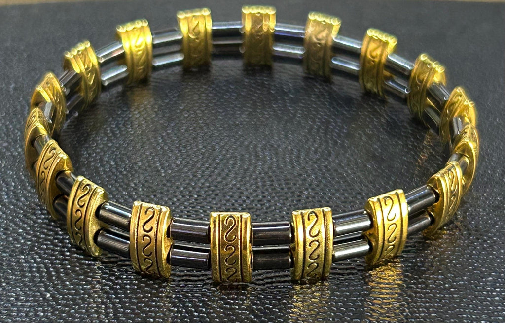 Black Gold Tribal Bracelet, Warrior Style Statement Jewelry, Men's Accessory