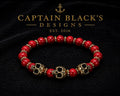 Crimson Tide Skull Bracelet – Red & Gold | Captain Black Designs