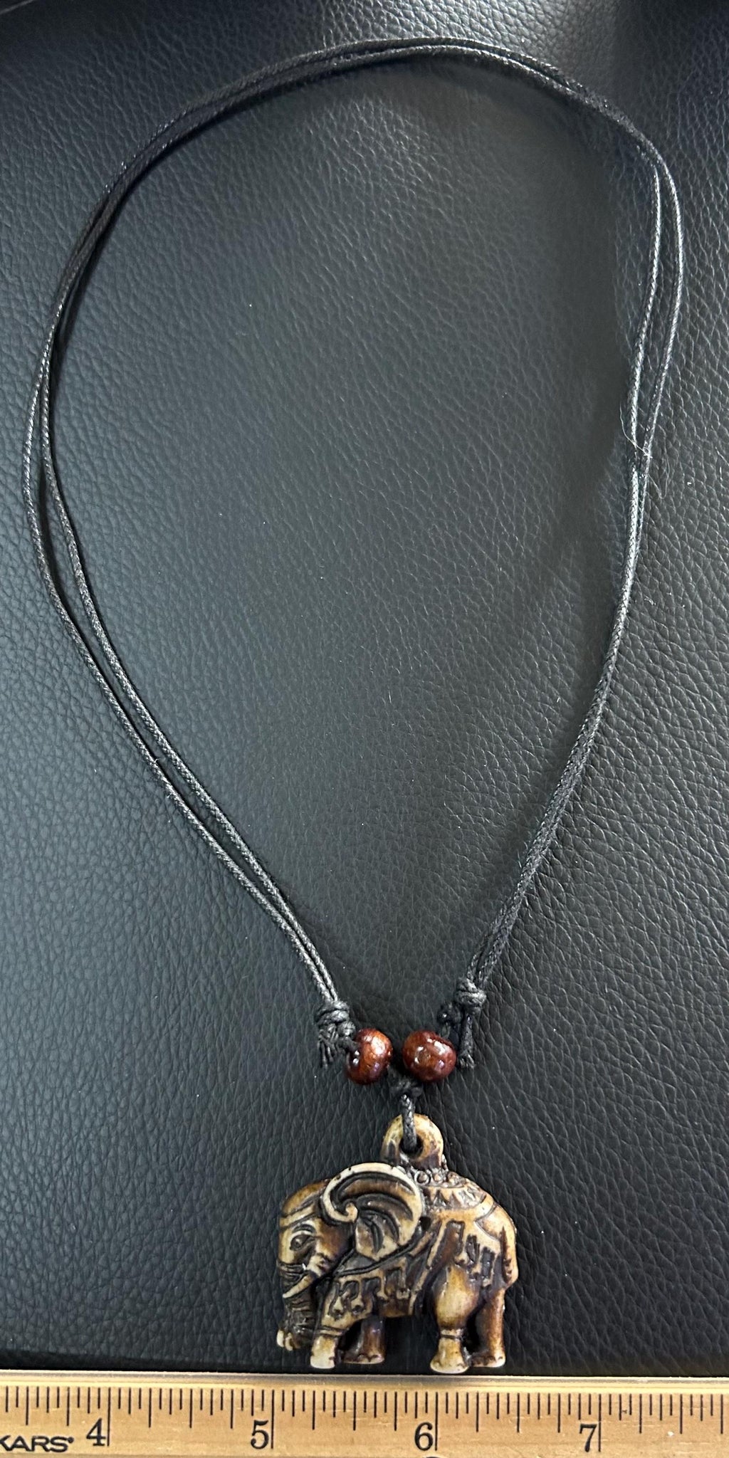 Adjustable Elephant Necklace, Carved Pendant, Tribal Style Jewelry