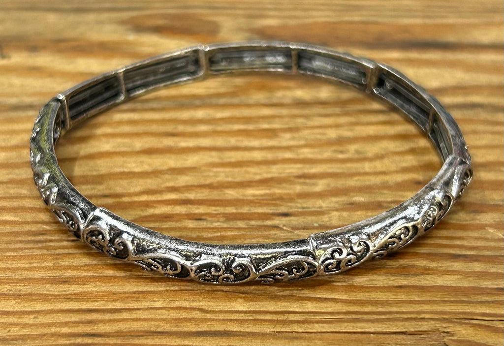 Desert Sky Collection – Silver Filigree Scroll Stretch Bracelet