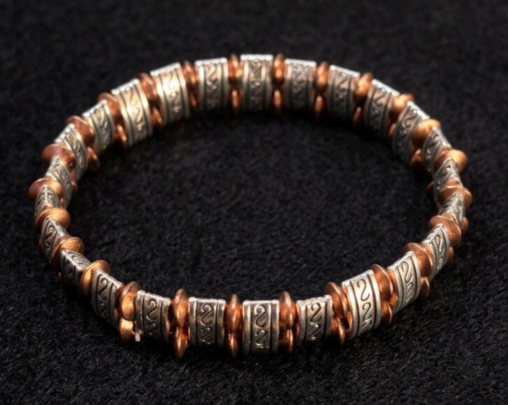 Aztec Ember Bronze & Shadow Beaded Bracelet – Tribal Statement Jewelry