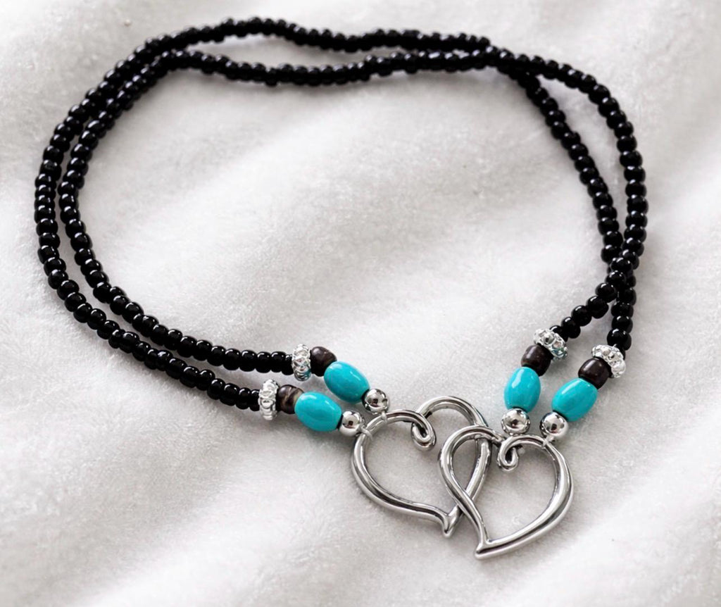 BEACH BLISS - Black Shared Heart Anklet