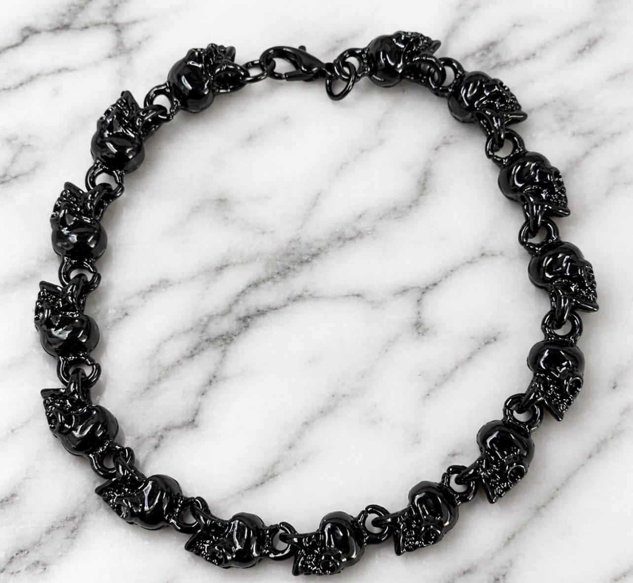 Men's Black Stainless Steel Skull Bracelet: Pirate Chain Jewelry