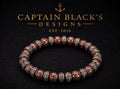Copper Lava Greek Key Bracelet, Tribal Beaded Stretch Jewelry