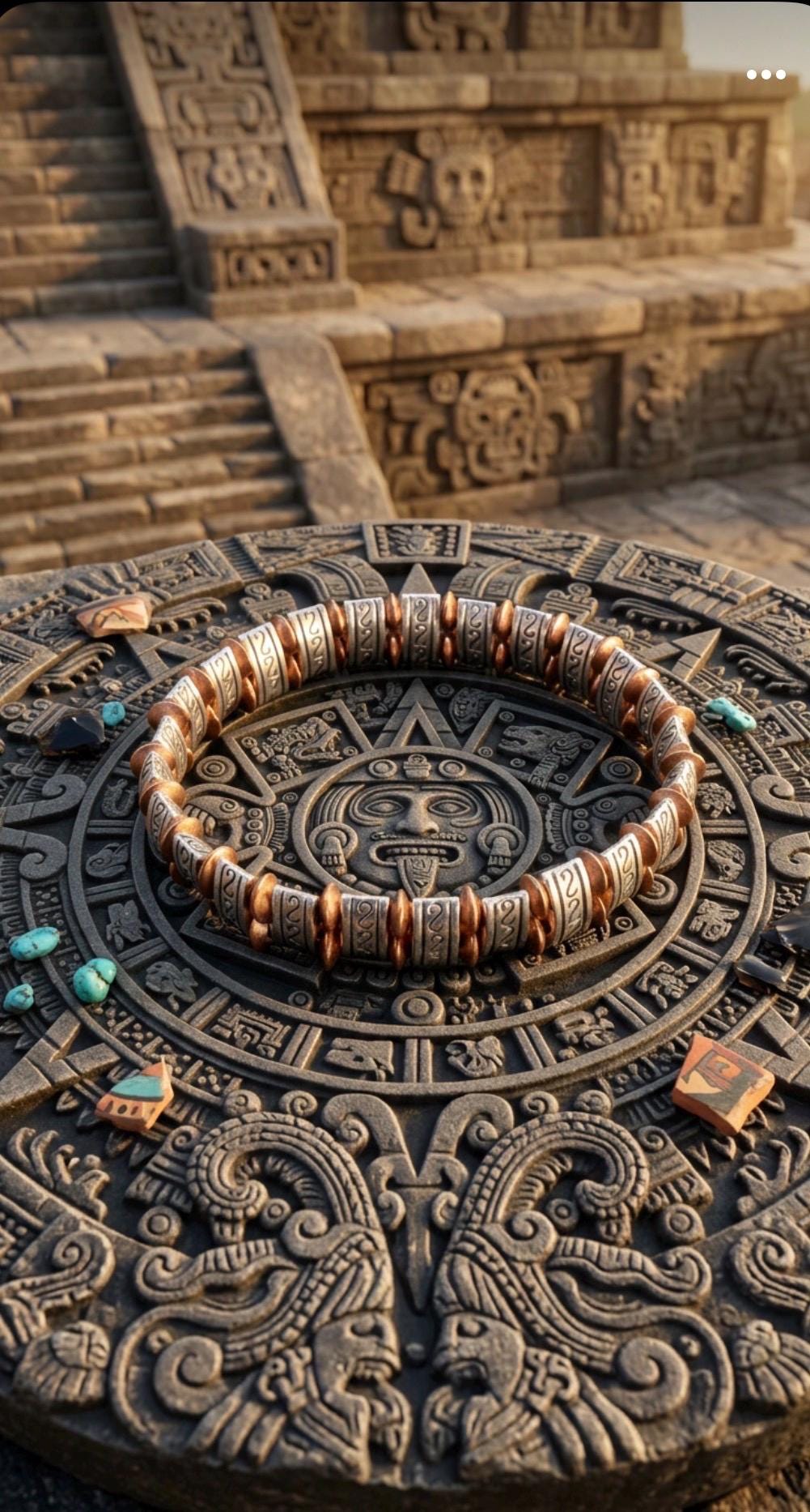 Aztec Ember Bronze & Shadow Beaded Bracelet – Tribal Statement Jewelry