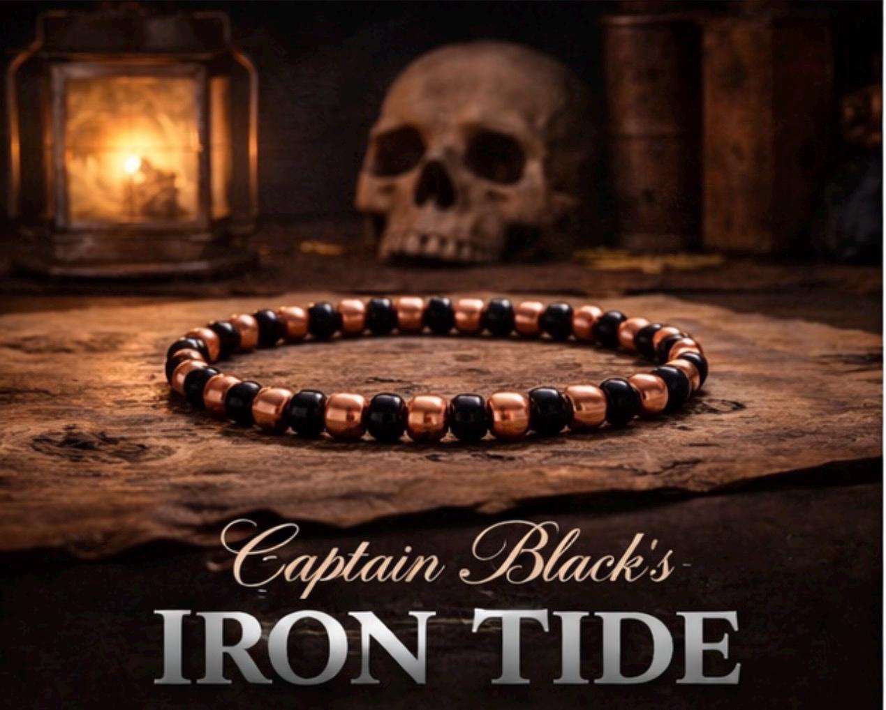Mens Copper Black Beaded Bracelet | Captain Black Designs Stretch Jewelry