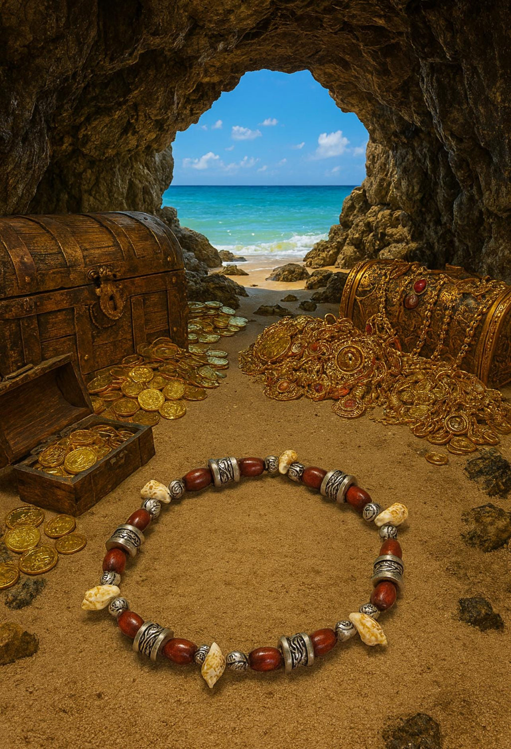 Pirate Bracelet: Silver, Shells, and Bamboo