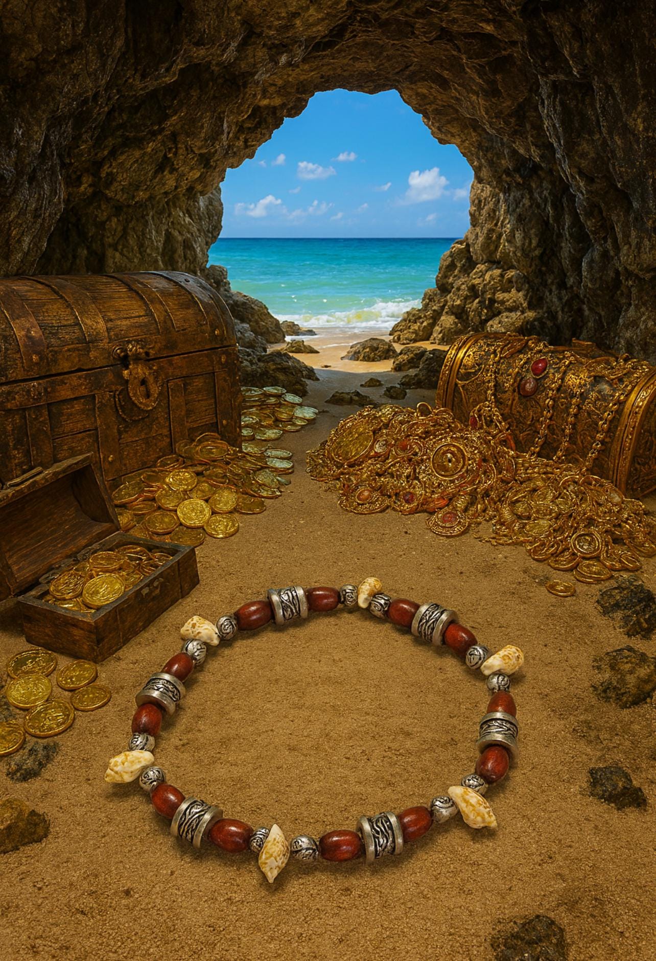 Pirate Bracelet: Silver, Shells, and Bamboo