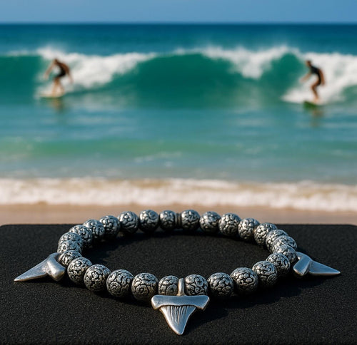 Anklet - Four Sliver Shark Teeth