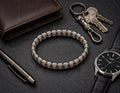 Engraved Silver-Toned Copper Beaded Bracelet – Men’s Modern Masculine Jewelry