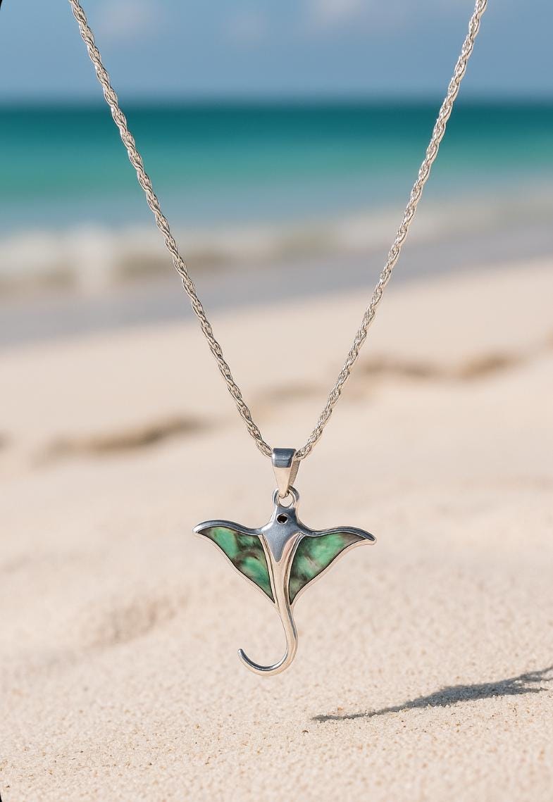 Silver and Abalone Stingray Necklace