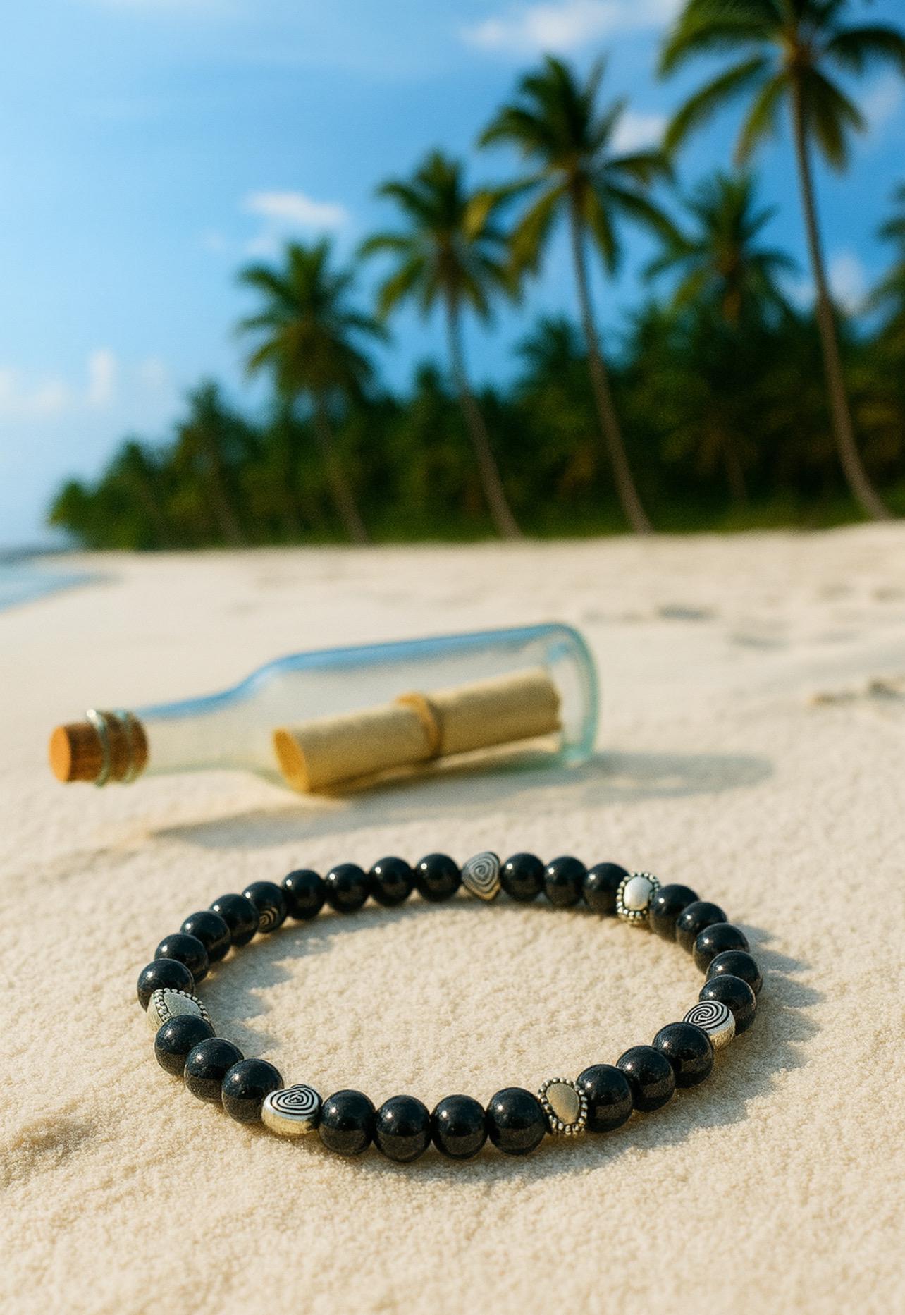 Hearts on the beach.  Summertime beach bracelet.