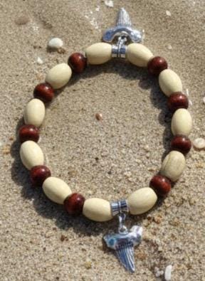 Bamboo Bead Anklet with Sliver Shark Teeth