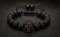 Pirate Collection. Captain Black Skull Lava Bracelet Collection |Black Skull Bead Bracelet for Men