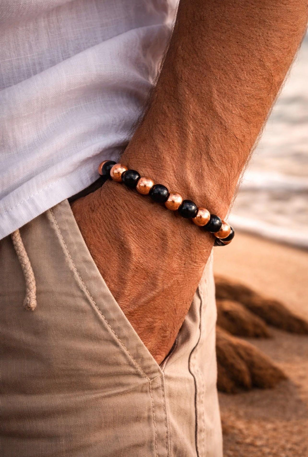 Eclipse Copper Bracelet – 8mm Men's Minimalist Beaded Jewelry